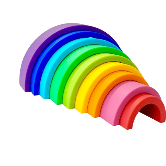 Sugar and Maple - 9 piece Silicone Stacking Rainbow | Primary