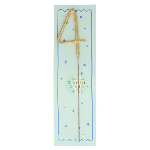Meri Meri - Gold Sparkler Numbers 0 To 9, Star, & Heart Candles