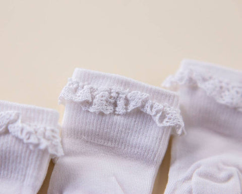 Squid Socks - Comfort - White Lace Non-Slip Silicone Grip Baby Socks