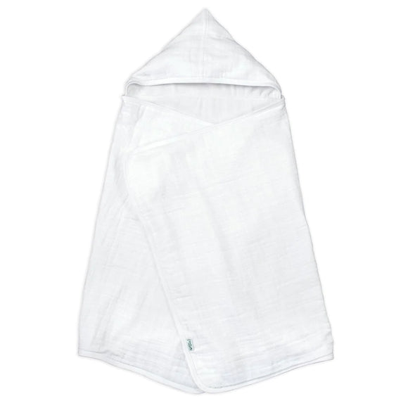 Green Sprouts - Organic Cotton Muslin Hooded Towel | White