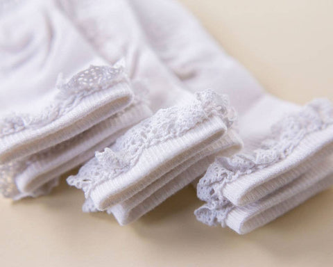 Squid Socks - Comfort - White Lace Non-Slip Silicone Grip Baby Socks