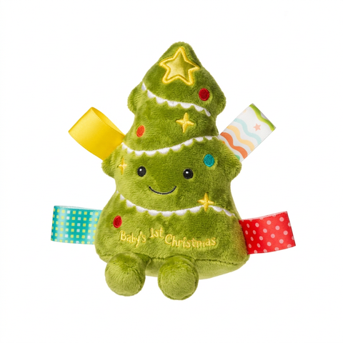 Christmas tree rattle on white background