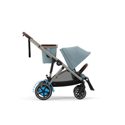 gazelle s double stroller Cybex e-Gazelle S Electronic Assist Stroller, Black Frame/Almond Beige