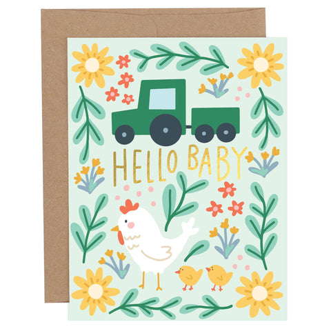 Pippi Post - Hello Baby Chicken Baby Greeting Card