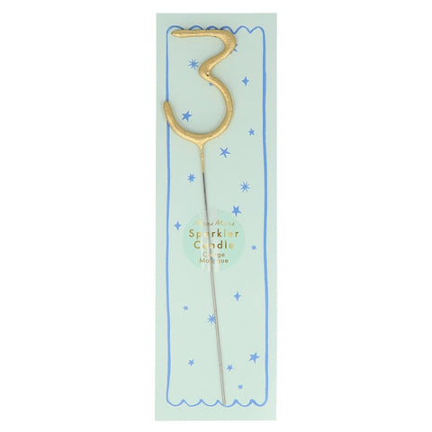 Meri Meri - Gold Sparkler Numbers 0 To 9, Star, & Heart Candles