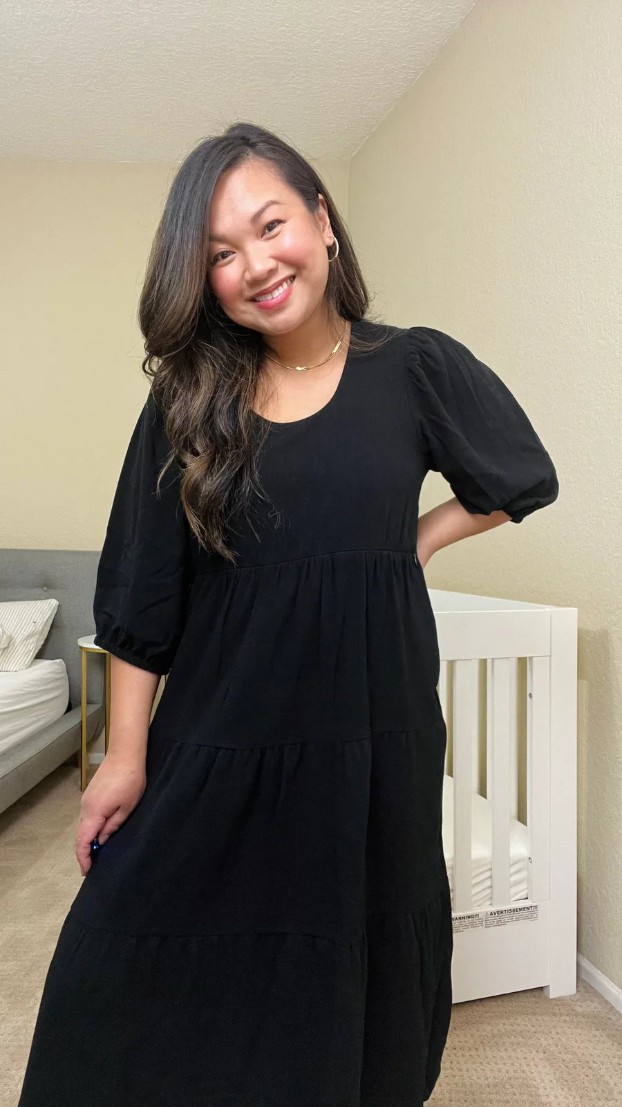 Black nursing friendly clearance dress
