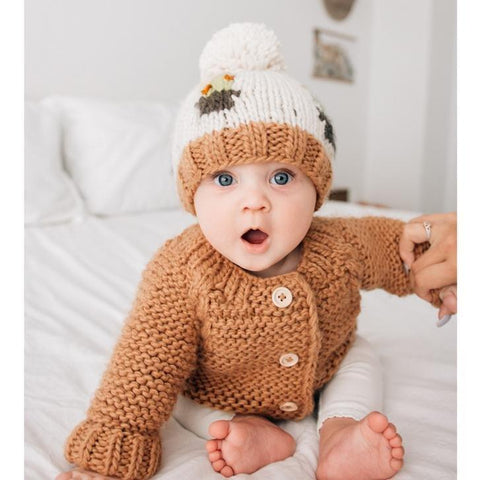 Huggalugs - Pecan Garter Stitch Cardigan Sweater