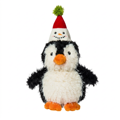 Snowman-hat penguin only on a white background