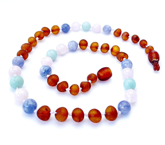 Momma Goose - Baby Necklace Baltic Amber and Gemstone  || Overlord