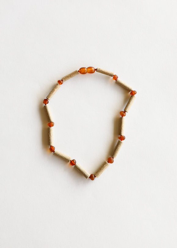 CanyonLeaf - Kids: Genuine Hazelwood + Raw Cognac Amber Necklace