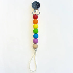 Sugar and Maple - Silicone and Beechwood Paci Clip | Rainbow Primary