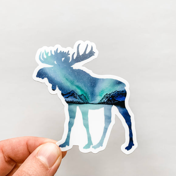 Wildflower Paper Company - Moose Northern Lights Sticker