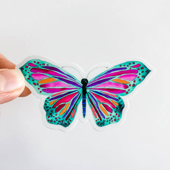Wildflower Paper Company - Watercolor Butterfly Green Purple Sticker