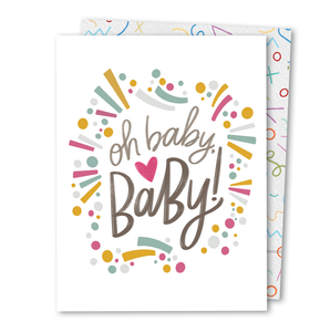 The Noble Paperie - Oh Baby | New Baby Shower Rainbow Baby Congratulations Card