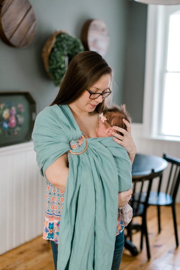 Heritage Baby Designs - Linen Ring Sling | Azores + Black