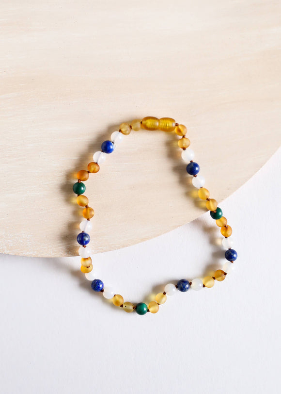 CanyonLeaf - Raw Amber || Malachite + Lapis || Necklace